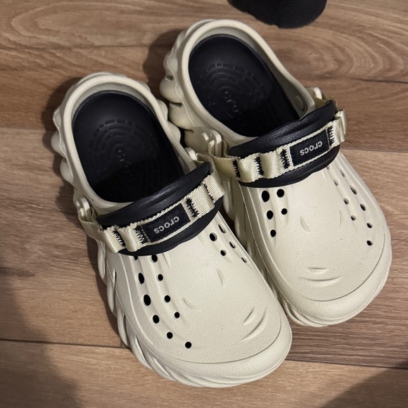 CROCS Cream and Black Water Shoes - Picture 1 of 6